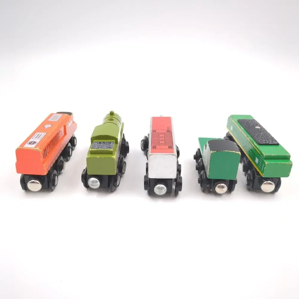 Wooden Railway Train Lot 5pc Locomotives Chuggington Peter Sam Compatible Kids